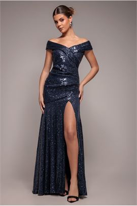 Bardot Sequin Pleated Maxi Dress