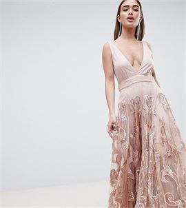Prom Embellished Maxi Dress in Iridescent Sequins
