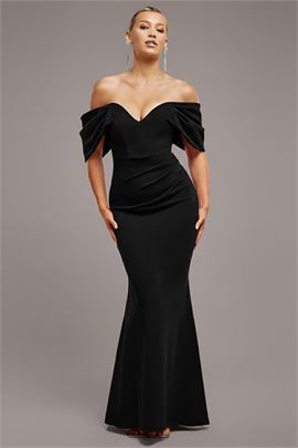 Off The Shoulder Draped Sleeve Maxi Dress