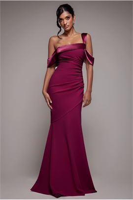 One Shoulder Satin Band Maxi Dress