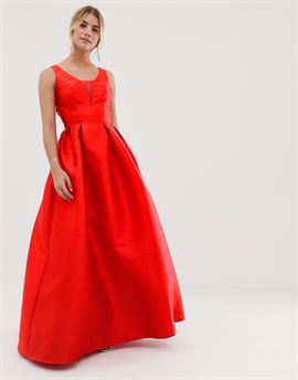 maxi prom dress with open back in red