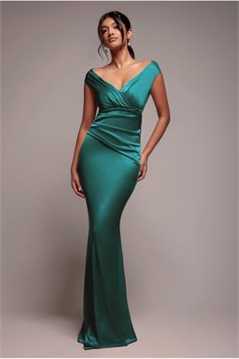 Satin Off The Shoulder Maxi Dress