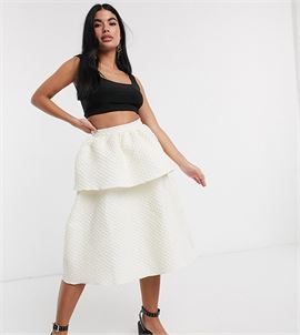 textured tiered prom skirt in ivory