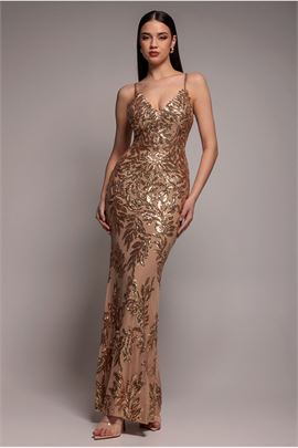 Cross Back Diamante Strap Sequin Maxi