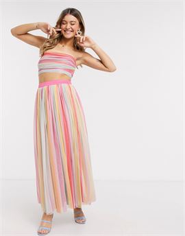 With Love midaxi prom skirt in stripe print