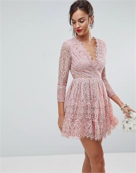 ASOS Long Sleeve Lace Mini Prom Dress